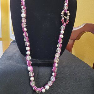 LOFT Purple Ribbon Rhinestone Necklace #999